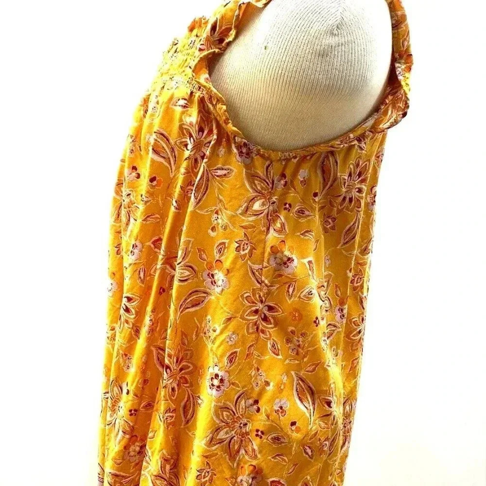 BEACH LUNCH LOUNGE Women Sleeveless Pullover Orange Floral Shirt Petite Small - Picture 2 of 9